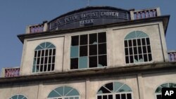 The St. Peter Baptist Church-Kanan, which was struck by the suspected military aerial bombardments, is seen in Kanan village, Khampat town, Sagaing region, on Jan. 8, 2024.