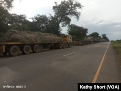 Trucks transporting copper are parked in a kilometers-long line at the border of the Democratic Republic of Congo and Zambia for weeks.