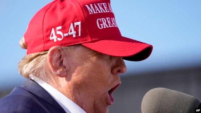 FILE - Republican presidential candidate and former President Donald Trump speaks at a campaign rally, March 16, 2024, in Vandalia, Ohio.