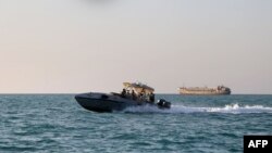 FILE - Yemeni coastguards loyal to the internationally-recognized government patrol in the Red Sea off the government-held town of Mokha in the western Taiz province, close to the strategic Bab al-Mandab Strait, April 15, 2024. 