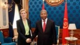 Samantha Power, administradora da USAID, (esq) e João Lourenço, Presidente de Angola (dir), Luanda, Angola, 24 aril 2024