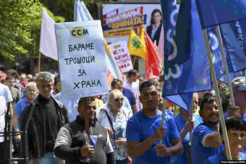  Протест на обединетите синдикати за поголеми работнички права, под мотото &bdquo;Ние работниците&ldquo;. Скопје, 1ви Мај, 2024 &nbsp; 