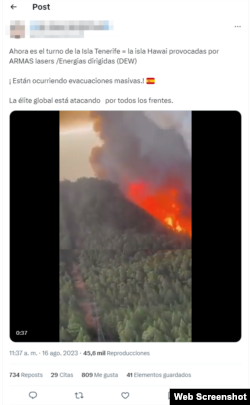 Desinformación de Hawái trasciende y se propaga hasta considerar que los incendios de España también son causados por lásers, lo cual es falso.