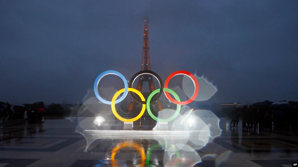 2024年巴黎奥运会的五环标志。(photo:VOA)