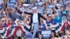 Democratic vice presidential nominee Minnesota Governor Tim Walz arrives to deliver remarks before Democratic presidential nominee Vice President Kamala Harris in Eau Claire, Wisconsin, Aug. 7, 2024.