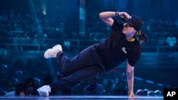 FILE - Sunny Choi, also known as B-Girl Sunny, from the United States, competes in the B-girl Red Bull BC One World Final at Hammerstein Ballroom, in New York, Nov. 12, 2022.