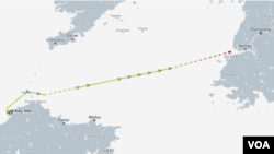 갈마호가 중국 룽커우항에서 북한 남포항으로 이동했다. 자료=MarineTraffic