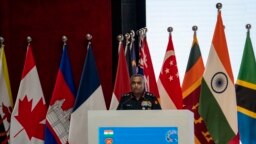 Panglima Angkatan Darat India Jenderal Manoj Pande berbicara pada upacara pembukaan Konferensi Panglima Angkatan Darat Indo-Pasifik ke-13 dan Seminar Manajemen Angkatan Darat Indo-Pasifik ke-47 di New Delhi, India, Selasa, 26 September 2023. (AP/Altaf Qadri)