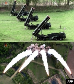 지난 22일 북한 비공개 장소에서 진행된 핵반격가상종합전술훈련 중 방사포가 발사되는 모습. 북한 관영매체 조선중앙통신이 23일 보도.