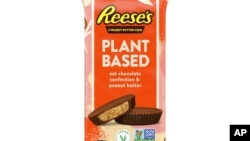 This image provided by The Hershey Company shows the company's new plant-based Reese's peanut butter cups. Hershey said March 7, 2023, that Reese’s plant-based peanut butter cups will be its first plant-based chocolate sold nationally when they go on sale in March. 