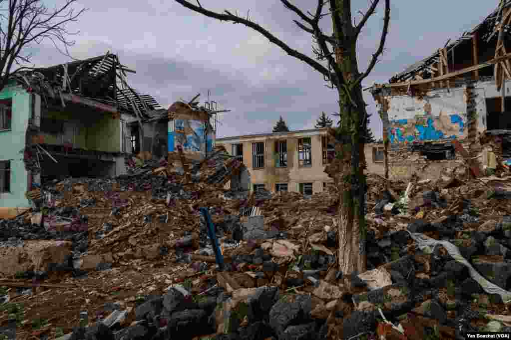 A former technical school in Siversk was completely destroyed by Russian bombs that have hit this town since the beginning of the war, April 4, 2023.