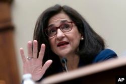 FILE - Columbia University President Nemat (Minouche) Shafik testifies before the House Committee on Education and the Workforce hearing in Washington, April 17, 2024. (AP Photo/Jose Luis Magana, File)