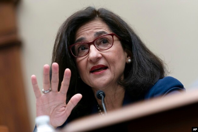 FILE - Columbia University President Nemat (Minouche) Shafik testifies before the House Committee on Education and the Workforce hearing in Washington, April 17, 2024. (AP Photo/Jose Luis Magana, File)