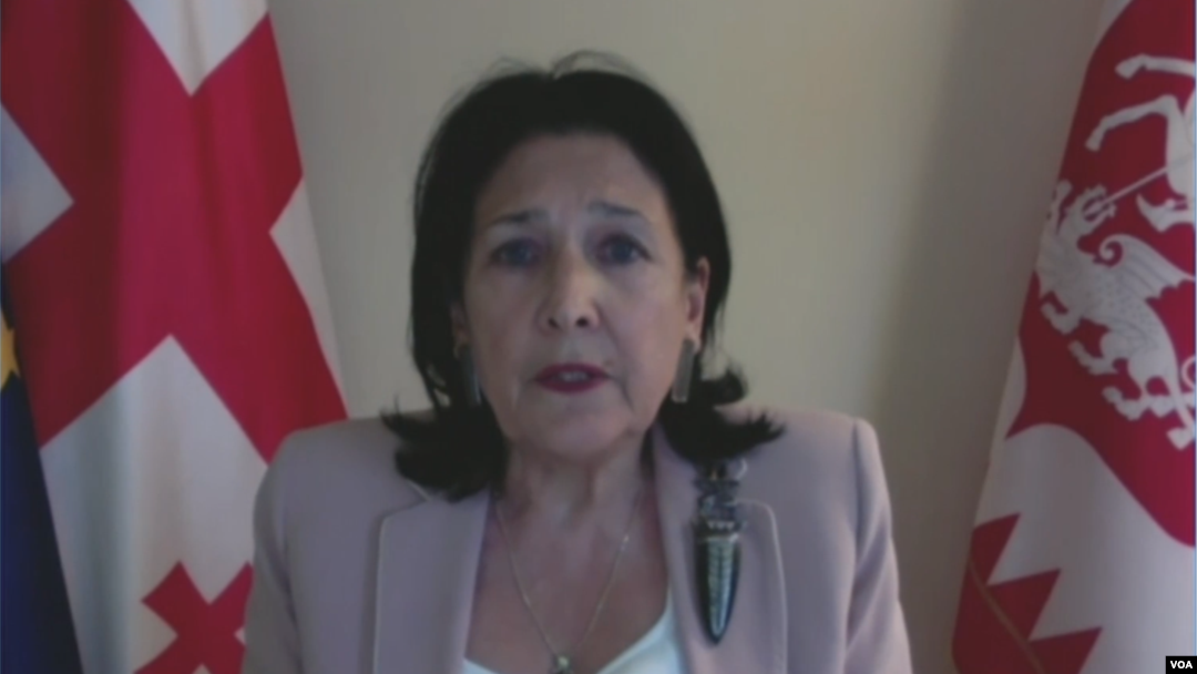 Predsednica Gruzije Salome Zurabičvili obećala je da će staviti veto na kontroverzni "zakon o stranom uticaju" u intervjuu za Glas Amerike 15. maja 2024. 