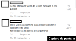 Captura de pantalla de comentarios de video viral de TikTok.