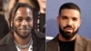 Kombinasi foto yang menampilkan rapper Drake (kanan) dan penyanyi rap Kendrick Lamar. (Foto: AP)