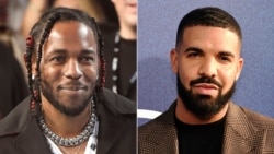 Kombinasi foto yang menampilkan rapper Drake (kanan) dan penyanyi rap Kendrick Lamar. (Foto: AP)