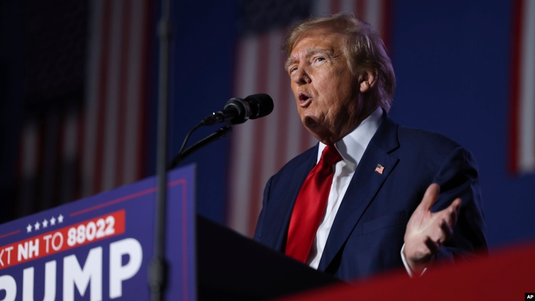 Former President Donald Trump speaks at a campaign rally on Dec. 16, 2023, in Durham, N.H.