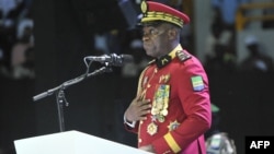 Le président de transition du Gabon, le général Brice Oligui Nguema, s'exprime lors de l'ouverture du dialogue national au Gabon, le 2 avril 2024. AFP / Wilfried Mbinah