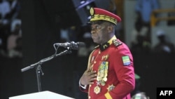 Le président de la transition du Gabon, le général Brice Oligui Nguema, lors de l'ouverture du dialogue national gabonais, le 2 avril 2024. AFP / Wilfried Mbinah 