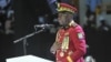 FILE - Gabon Transitional President General Brice Oligui Nguema speaks during the opening of the National Dialogue in Gabon at the Libreville Gymnasium in Libreville on April 2, 2024. The month-long talks conclude at the end of April 2024.