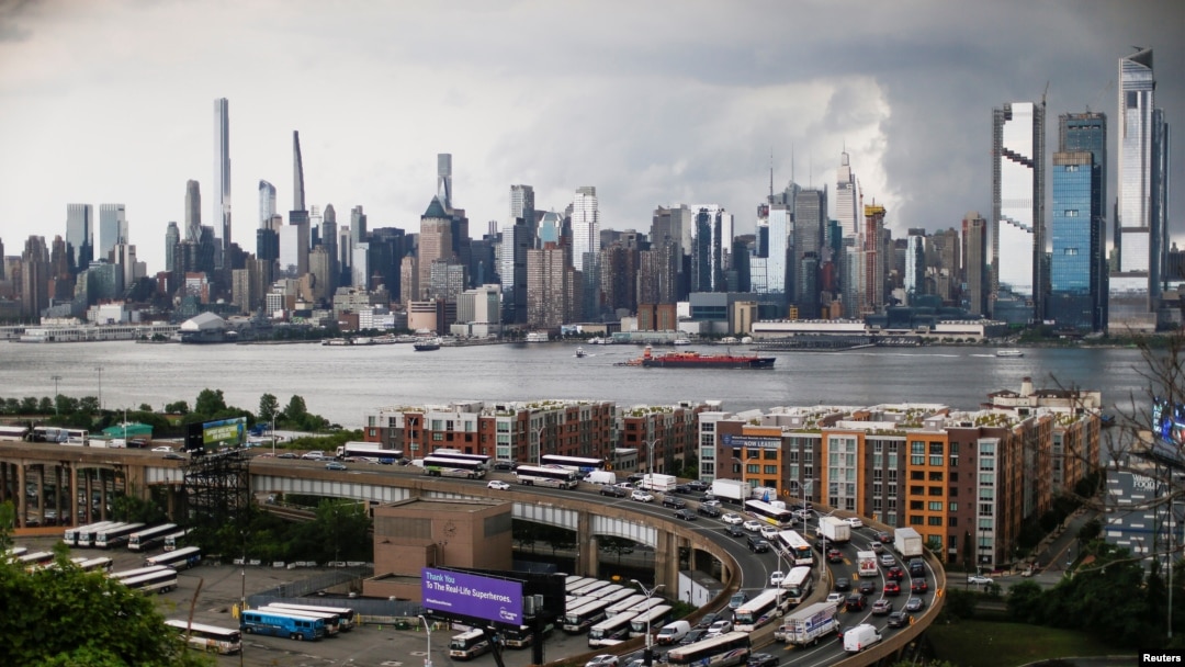 FILE -- The skyline of New York City and traffic at the Lincoln Tunnel as seen from Weehawken, New Jersey. 