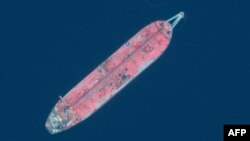This handout satellite image obtained courtesy of Maxar Technologies on July 19, 2020 shows a close up view of the FSO Safer oil tanker on June 19, 2020 off the port of Ras Isa.