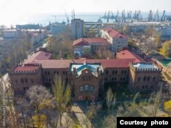 FILE - Aerial drone view of Berdiansk State Pedagogical University in Berdiansk, Ukraine. (Adobe Stock photo by анютка фролова)