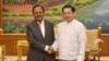 အိန္ဒိယအမျိုးသားလုံခြုံရေးအကြံပေး Ajit Doval စစ်ကောင်စီအကြီးအကဲနှင့် နေပြည်တော်မှာ တွေ့ဆုံနေစဉ်။