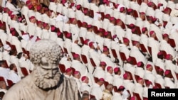 Members of clergy attend the Mass to open the Synod of Bishops led by Pope Francis, in St Peter&#39;s Square at the Vatican. REUTERS/Guglielmo Mangiapane&nbsp;