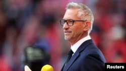 FILE - TV pundit and former England captain Gary Lineker at Wembley Stadium, London, April 16, 2022. (Action Images via Reuters)