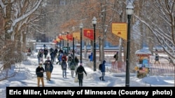 A view of the University of Minnesota - Twin Cities campus in winter.