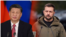合成照 - 中国国家主席习近平和乌克兰总统泽连斯基。