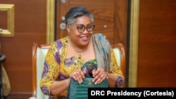 FILE—Judith Suminwa Tuluka, Minister of Planning has been appointed as the First Woman Minister of the Democratic Republic of the Congo, African Union City, Kinshasa, 01 April 2024.
