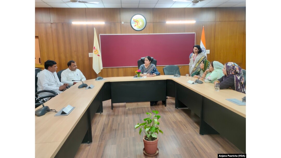 Heads of village councils from three villages in Haryana at a conference room in Bhagat Phool Singh Women’s University where they have been learning how to take charge instead of letting their husbands play the lead role.