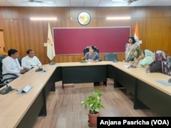 Heads of village councils from three villages in Haryana at a conference room in Bhagat Phool Singh Women’s University where they have been learning how to take charge instead of letting their husbands play the lead role.