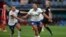 England's Lauren James, right, celebrates a goal with teammate Ella Toone during a Women's World Cup soccer match against Denmark in Sydney, Australia, on July 28, 2023. James is among a number of rising stars who have played in the 2023 World Cup.