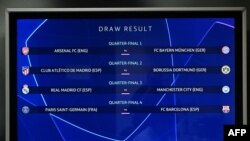 Les résultats du tirage au sort des quarts de finale de la Ligue des champions, Nyon, le 15 mars 2024.