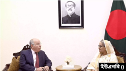 ব্রাজিলের পররাষ্ট্রমন্ত্রী মাউরো ভিয়েরার সঙ্গে প্রধানমন্ত্রী শেখ হাসিনা। ৮ এপ্রিল, ২০২৪।