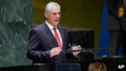 El presidente de Cuba, Miguel Díaz-Canel también habló sobre economía y se refirió al embargo estadounidense sobre la isla como una "guerra económica despiadada".