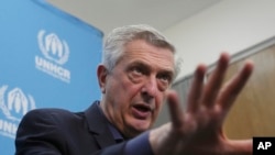 FILE - United Nations High Commissioner for Refugees (UNHCR) chief Filippo Grandi speaks to The Associated Press in Nairobi, Kenya, on Feb. 5, 2024. 