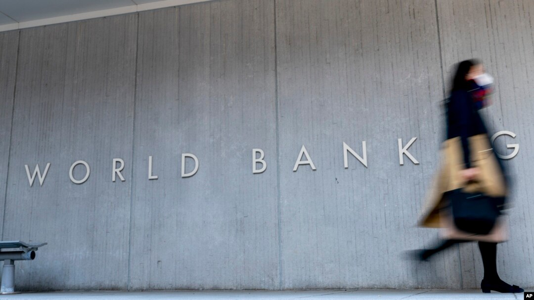 FILE - The World Bank building in in Washington, April 5, 2021. A new World Bank report warns of a persistent slow-growing global economy in the coming decade.