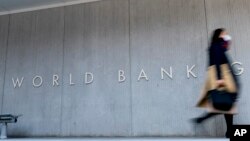 FILE - The World Bank building in in Washington, April 5, 2021. A new World Bank report warns of a persistent slow-growing global economy in the coming decade.