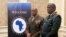 US Marine Gen. Michael Langley, head of US Africa Command, left, speaks to reporters at a conference of military chiefs from across Africa, with Lt. Gen. Placid Segokgo, Botswana’s commander of the defense force, June 25, 2024 in Gaborone, Botswana.
