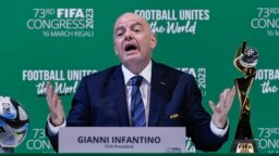 Gianni Infantino, Presiden FIFA, pada Sidang Umum FIFA ke-73 di Kigali, Rwanda, 16 Maret 2023.