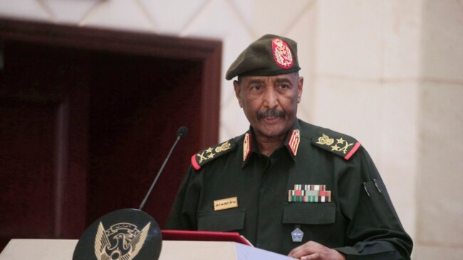 FILE - Sudan's Army chief Gen. Abdel-Fattah Burhan speaks in Khartoum, Sudan, Dec. 5, 2022.