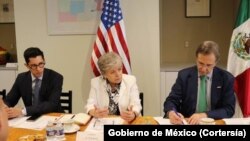 La secretaria de Relaciones Exteriores de México, Alicia Bárcena, en reunión con organizaciones de mexicanos en Washington durante su primera visita a la capital de EEUU el 10 de agosto de 2023.