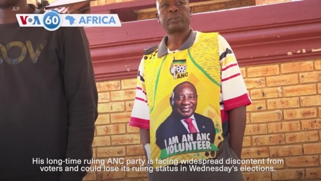 VOA60 Africa - South Africans vote in election, ANC facing discontent from voters