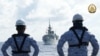 Philippine sailors watching Canada's HMCS Montreal during the joint Philippines, US, Canada, and Australia Multilateral Maritime Cooperative Activity (MMCA) in the South China Sea. (Armed Forces of the Philippines/ AFP) 