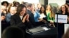 Vice President Kamala Harris speaks at her campaign headquarters in Wilmington, Del., July 22, 2024. (Pool via AP)